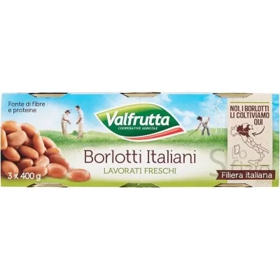 VALFRUTTA FAGIOLI BORLOTTI LATTINA 3X400GR - Home, Alimentari, Legumi, Legumi in scatola