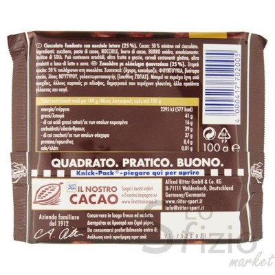 RITTER SPORT CIOCCOLATA FONDENTE CON NOCCIOLE 100G
