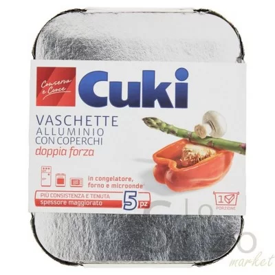 Cuki Aluminum Containers R31 with Lid 1 Portion 5pcs