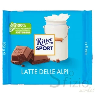 RITTER SPORT ALPINE MILK CHOCOLATE 30% COCOA 100G