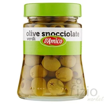 D'AMICO PITTED GREEN OLIVES 290G