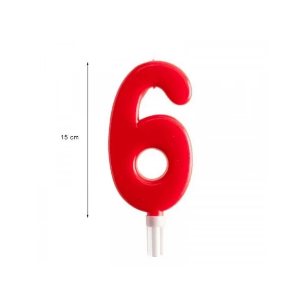 DEKORA GIANT CANDLE NUMBER 6 15CM