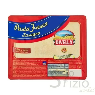 DIVELLA LASAGNA FRESCA 500GR - Home, Freschi, Pasta fresca, Semola lunga e corta