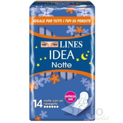 LINES IDEA ULTRA NOTTE RIPIEGATO CON ALI X14 - Home, Igiene Cura Persona, Igiene Corpo, Assorbenti e Proteggi Slip