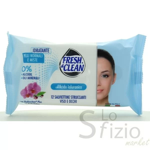 FRESH & CLEAN FACE AND EYE MAKEUP REMOVER WIPES 12 PCS