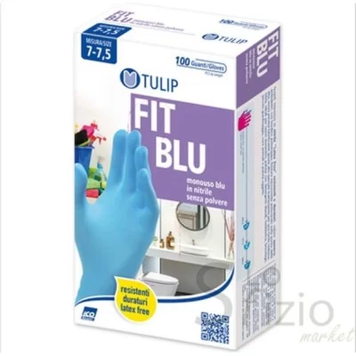TULIP FIT BLUE NITRILE DISPOSABLE GLOVES SIZE M 100 PCS