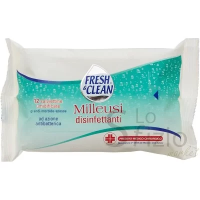 FRESH CLEAN DISINFECTANT WIPES POCKET 12PCS