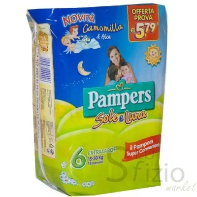 PAMPERS SOLE E LUNA PANNOL EXTRAL 6 XL 15-30KG X15 SOLE E LUNA PANNOLINI 6 XL - Home, Cura del Bimbo, Igiene Infanzia, Pannolini