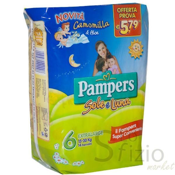 PAMPERS SOLE E LUNA PANNOL EXTRAL 6 XL 15-30KG X15 SOLE E LUNA PANNOLINI 6 XL