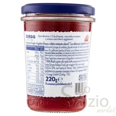 Zuegg Zero Added Sugar Strawberry and Wild Strawberry Jam 220g