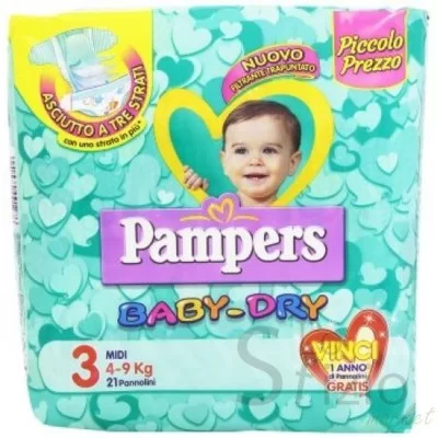 Pampers Baby Dry Diapers Size 3 4-9kg MIDI x20