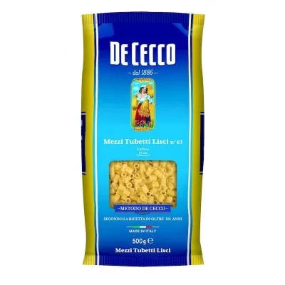 DE CECCO PASTA MEZZI TUBETTI LISCI N°63 500G