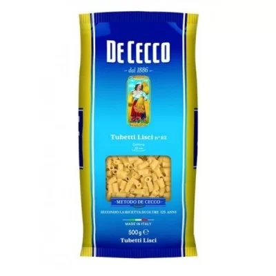 DE CECCO PASTA TUBETTI LISCI 62 500GR - Home, Semola