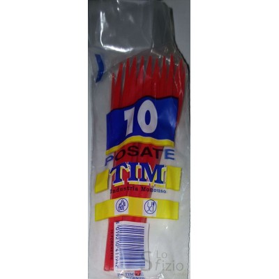 TIM POSATE FORCHETTE ROSSE X10 - Home, Ricorrenze, Natale, Plastica, Bicchieri Posate, Addobbi e Altro
