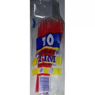 TIM POSATE FORCHETTE ROSSE X10 - Home, Ricorrenze, Natale, Plastica, Bicchieri Posate, Addobbi e Altro