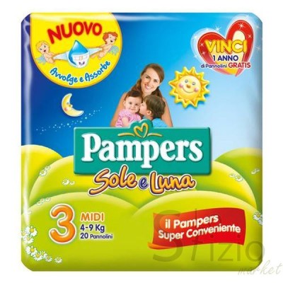PAMPERS SOLE LUNA PANNOLINI 3 MIDI 4-9KG 20PZ