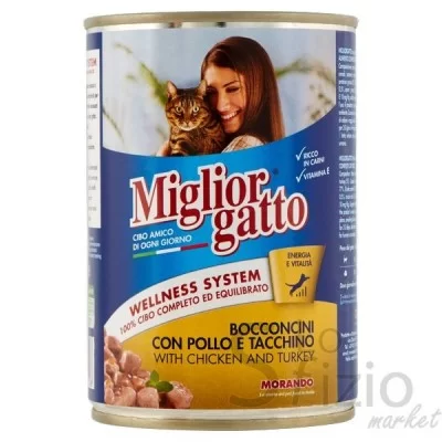 MIGLIOR GATTO BOCCONCINI DI POLLO E TACCHINO 405GR - Home, Amici Animali, Gatti, Cibo Umido