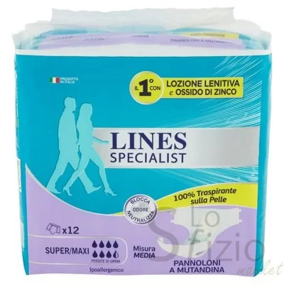 LINES SPECIALIST PANNOLONE MUTANDA MEDIA 12PZ - Home, Igiene Cura Persona, Igiene Corpo, Parafarmaceutici, Assorbenti e Proteggi