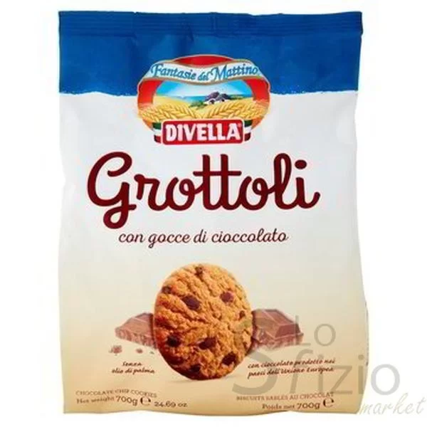 DIVELLA BISCOTTI GROTTOLI GOCCE CIOCCOLATO 700GR