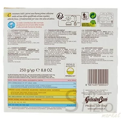 GRISSIN BON WHOLE WHEAT RUSKS 250G