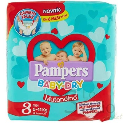 PAMPERS BABYDRY MUTANDINO MIDI 3 6-11KG X19PZ