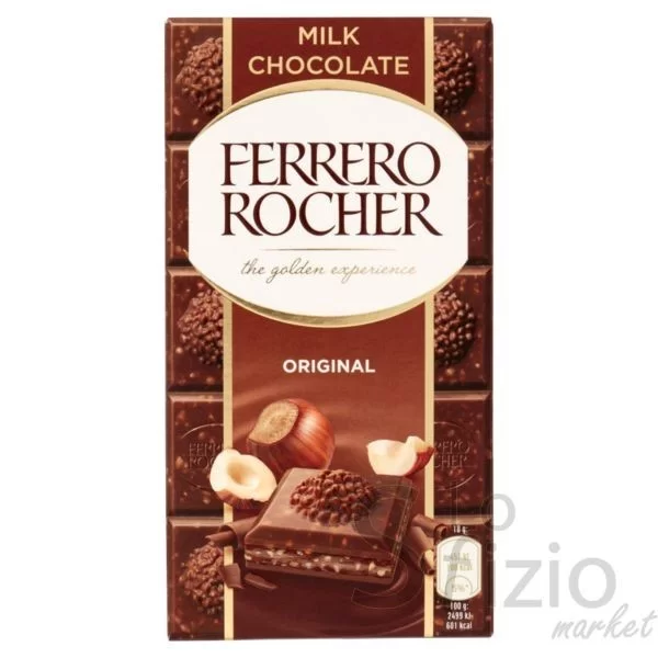 FERRERO ROCHER MILK CHOCOLATE BAR 90G