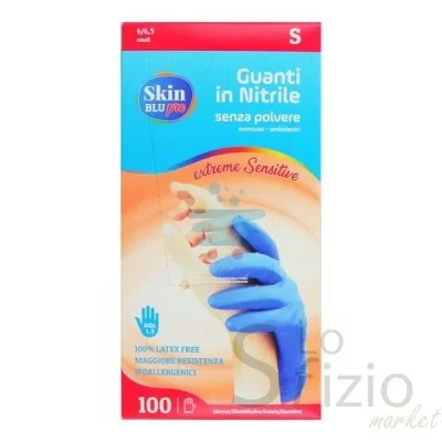 SMILEX SKIN BLUE NITRILE GLOVES SIZE S POWDER-FREE 100PCS
