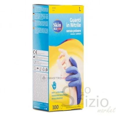 SMILEX SKIN BLUE NITRILE GLOVES SIZE L POWDER-FREE 100PCS
