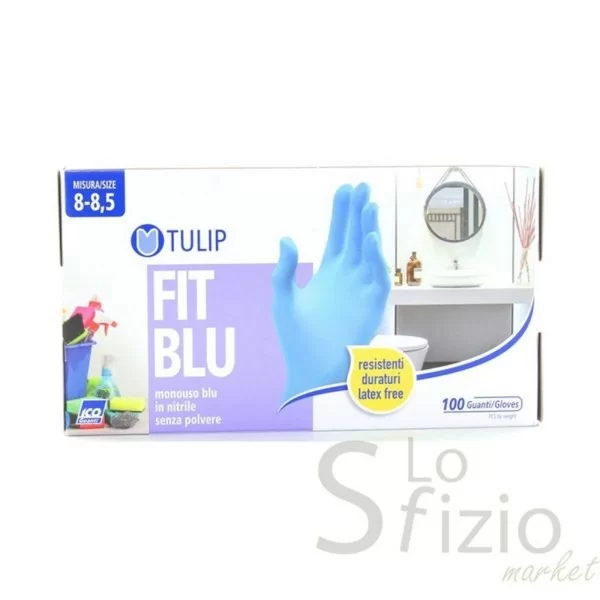 TULIP BLUE DISPOSABLE GLOVES SIZE L 8-8.5 100PCS