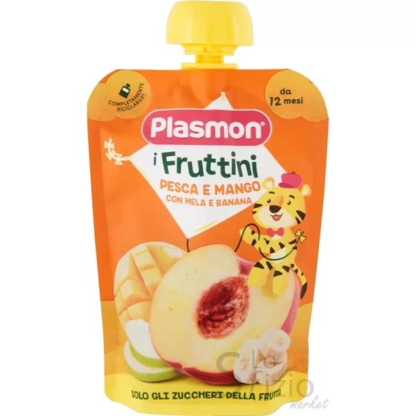 Plasmon Fruit Pouches Peach, Mango and Banana 12M 130g