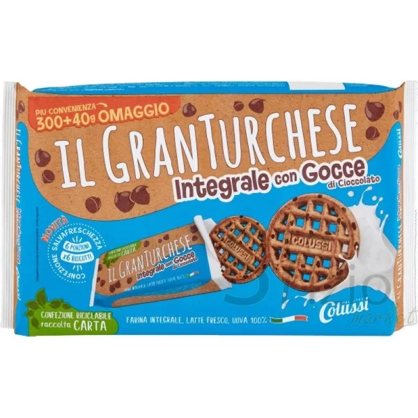 Colussi Gran Turchese Plus Wholewheat with Chocolate Drops 340g