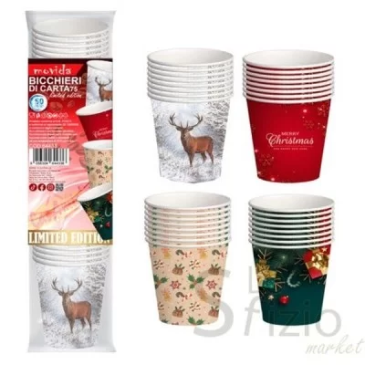 MOVIDA BICCHIERI DI CARTA MERRY CHRISTMAS 75ML X50 - Casa, Carta, Bicchieri Piatti di Carta, HO.RE.CA