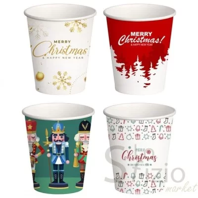 MOVIDA BICCHIERI DI CARTA MERRY CHRISTMAS 180ML 50 - Casa, Carta, Bicchieri Piatti di Carta, HO.RE.CA