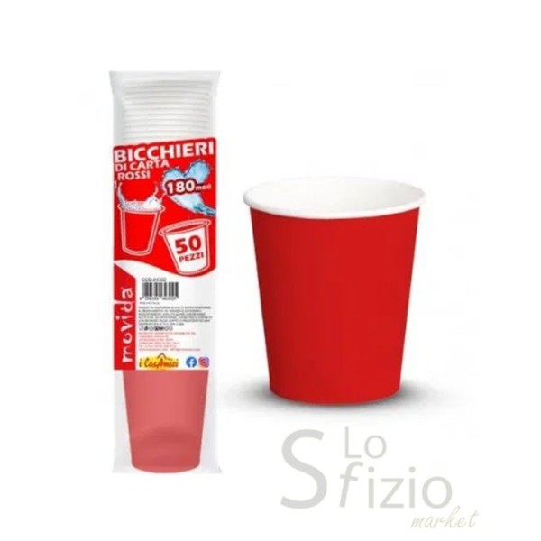 MOVIDA BICCHIERI CARTA ROSSI GRANDI 180ML X50PZ