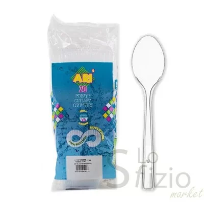 ARISTEA CUCCHIAI TRASPARENTI RIUTILIZZABILI X20PZ - Casa, Plastica, Bicchieri Posate, HO.RE.CA
