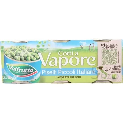 VALFRUTTA PISELLI COTTI A VAPORE 3X160GR - Home, Legumi in scatola
