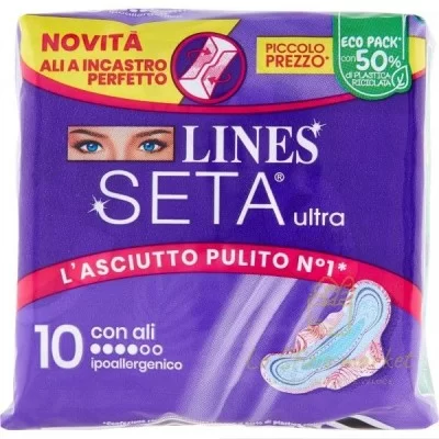 LINES SETA ULTRA CON ALI X10 PZ - Igiene Cura Persona, Igiene Corpo, Assorbenti e Proteggi Slip