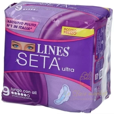 LINES SETA ULTRA LUNGO CON ALI 9PZ - Igiene Corpo, Assorbenti e Proteggi Slip