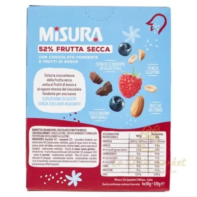 Misura No Added Sugar Chocolate and Red Berries Bars 120g