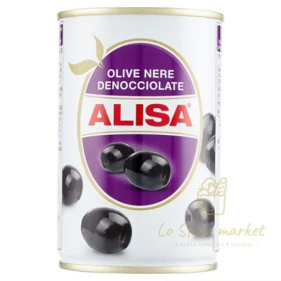 ALISA PITTED BLACK OLIVES 280G CAN