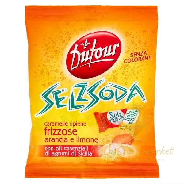 DUFOUR SELZSODA ORANGE LEMON CANDIES 150G