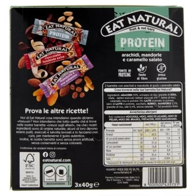 Eat Natural Protein Bar Salted Caramel & Peanuts x3