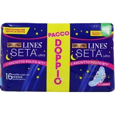 LINES SETA ULTRA NOTTE PACCO DOPPIO 16PZ - Igiene Corpo, Assorbenti e Proteggi Slip