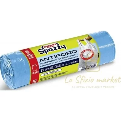 DOMOPACK SACCO NETTEZZA ANTIFORO AZZUR 110LT X10PZ - Casa, Plastica, Sacchi Nettezza