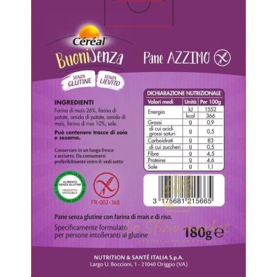 CEREAL BUONI SENZA PANE AZZIMO 180GR