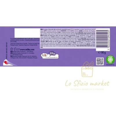 MILKA TAVOLETTA CIOCCOLATO LOTUS BISCOFF GR 90