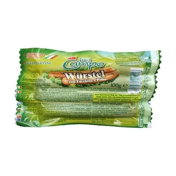 DEL CAMPO CHICKEN AND TURKEY WURSTEL 100G