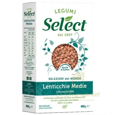 SELECT LENTICCHIE MEDIE ASTUCCIO 400 GR - Home, Legumi secchi