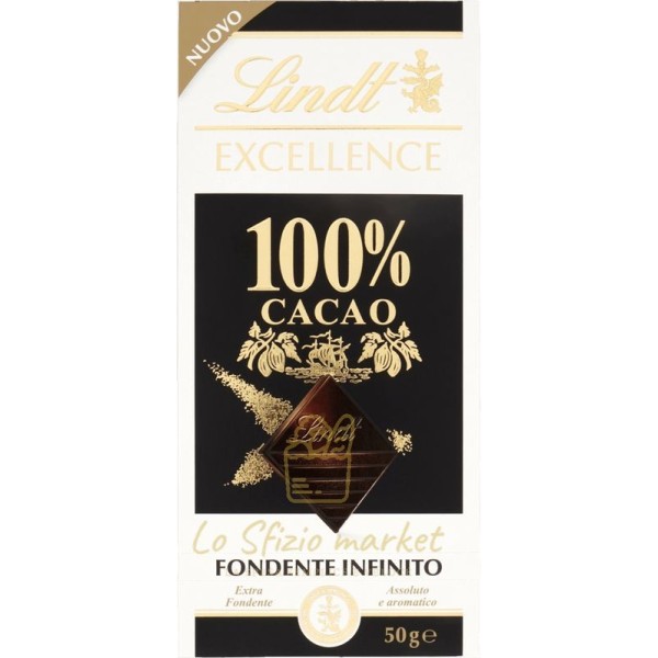 LINDT CIOCCOLATO TAV.EXCEL.100% FONDENTE 50GR