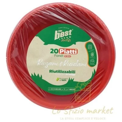 THE BEST Red Reusable Soup Plates 22cm - 20 Pcs